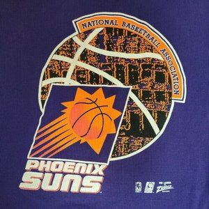 Vtg Phoenix Suns Bob Lanier by Zubaz Waffle Knit Short Sleeve Crew Neck Size L